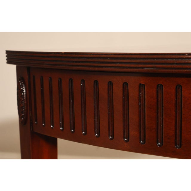 Custom Mahogany Inlaid Demilune Console Table For Sale - Image 12 of 18