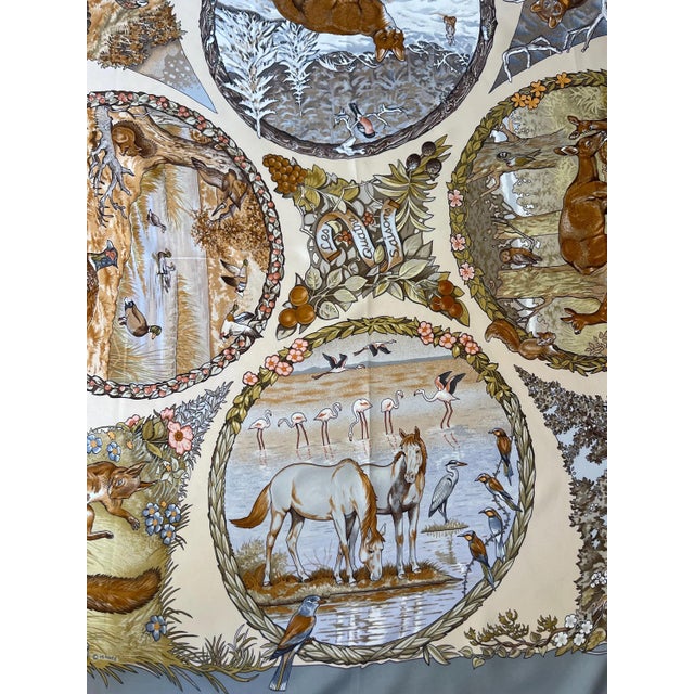 Hermès « Les Quatre Saisons » Silk Scarf 1994 For Sale - Image 9 of 10