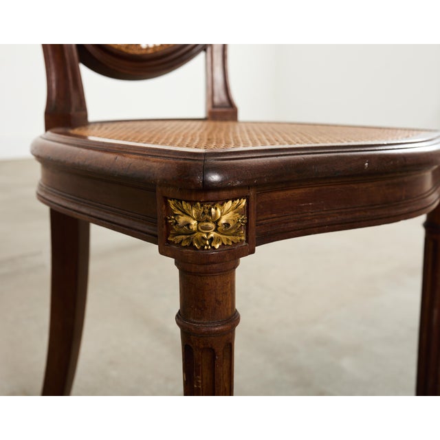 Set of Eight Louis XVI Style Bronze Ormolu Caned Dining Chairs For Sale - Image 17 of 18