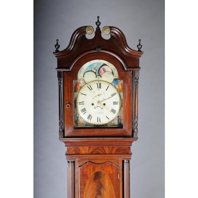 Masterful antique English grandfather clock, mahogany, 18th century. English grandfather clock, 18th century, mahogany...