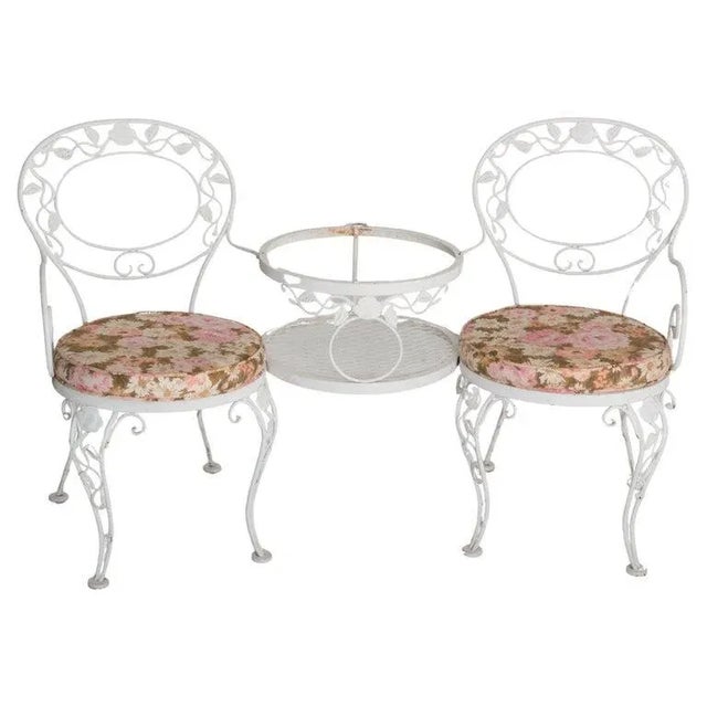 Vintage Woodard Chantilly Rose Wrought Iron Tete a Tete Chair For Sale - Image 13 of 13