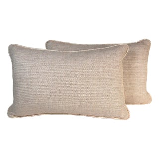 Fret Fabrics Pink Lumbar Pillows - a Pair For Sale