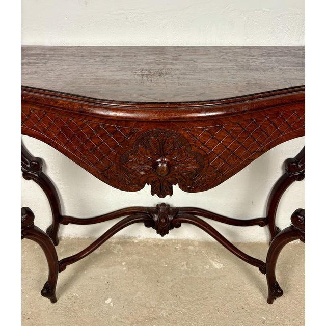 Maroon Italian Rococo Style Carved Console Table, Early 20th Century For Sale - Image 8 of 15
