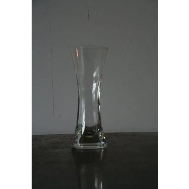 Contemporary Small French Mid Century Clear Glass Vase For Sale - Image 3 of 10