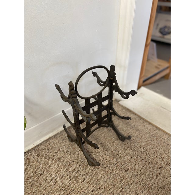 Likely Antique Cast Iron Scrollwork Fireplace Log Holder With Ornate Victorian Styling For Sale - Image 4 of 10