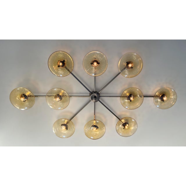 21st Century Dieci Satin Black Nickel Amber Bubbles Murano Flush Mount by Fabio LTD For Sale - Image 6 of 6