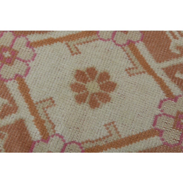 Textile 1970s Vintage Turkish Oushak Handmade Wool Cotton Cream Area Rug For Sale - Image 7 of 11