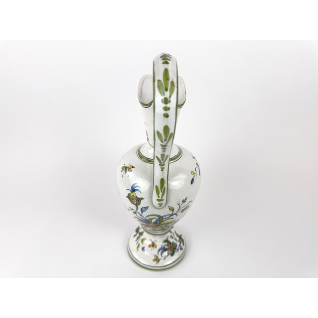 Lallier De Moustiers Hand-Painted Faience Ewer, France, Mid-20th Century For Sale - Image 6 of 15