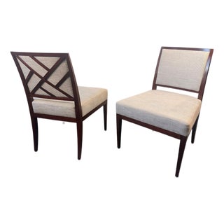 Bolier & Company Cherry Wood Upholstered Dining Chairs — Pair For Sale