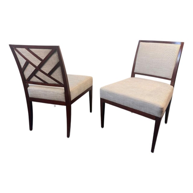 Bolier & Company Cherry Wood Upholstered Dining Chairs — Pair For Sale