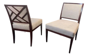 Bolier & Company Cherry Wood Upholstered Dining Chairs — Pair