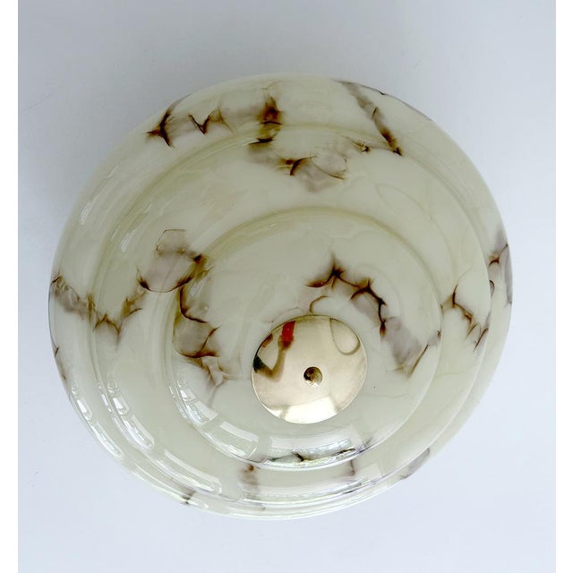 1930s Art Deco Ceiling Light in Ivory Marbled Glass, 1930s For Sale - Image 5 of 17