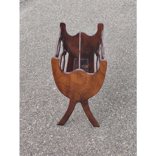 Mid 20th Century Vintage Georgian Style Wood Magazine Rack For Sale - Image 4 of 9