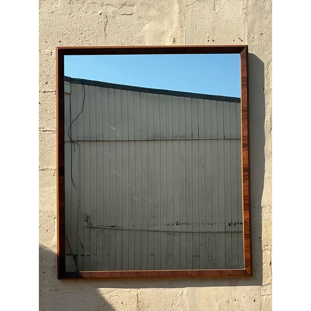 Wood Vintage Mid-Century Modern Burl Wood Mirror For Sale - Image 7 of 7