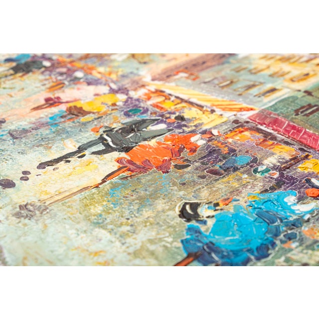 1960s Vintage Parisian Boulevard Oil Painting by Rocco in Ornate Gilt Frame For Sale - Image 5 of 16