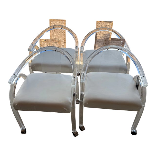 Set of Four Vintage Lucite Armchairs in the Style of Charles Hollis Jones For Sale