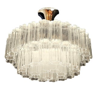 Vintage Murano Glass Chandelier in the style of Barovier, Italy, 1980s For Sale