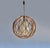 Mid 20th Century Large Cane Cage Pendant Light With Patterned Glass Conical Glass Globe For Sale - Image 4 of 9