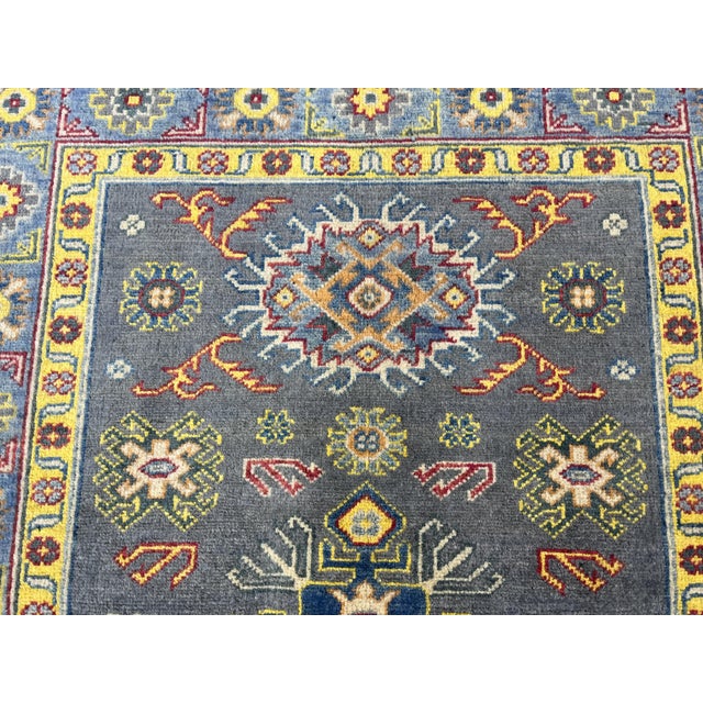 Gray Gray Kazak Wool Rug With Colorful Tribal Motifs, 3'4" X 4'9" For Sale - Image 8 of 13