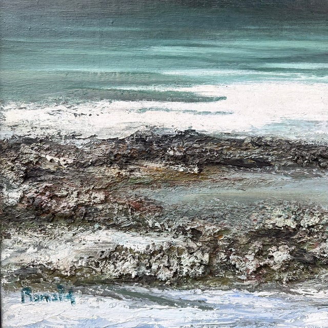 1980s Ronald, Beach at Dusk, 1980s, Oil Painting on Canvas, Framed For Sale - Image 5 of 18