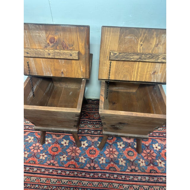 Bring home the warm, handmade charm of countryside craftsmanship with this Pair of Rustic Pine Side Tables. Their...