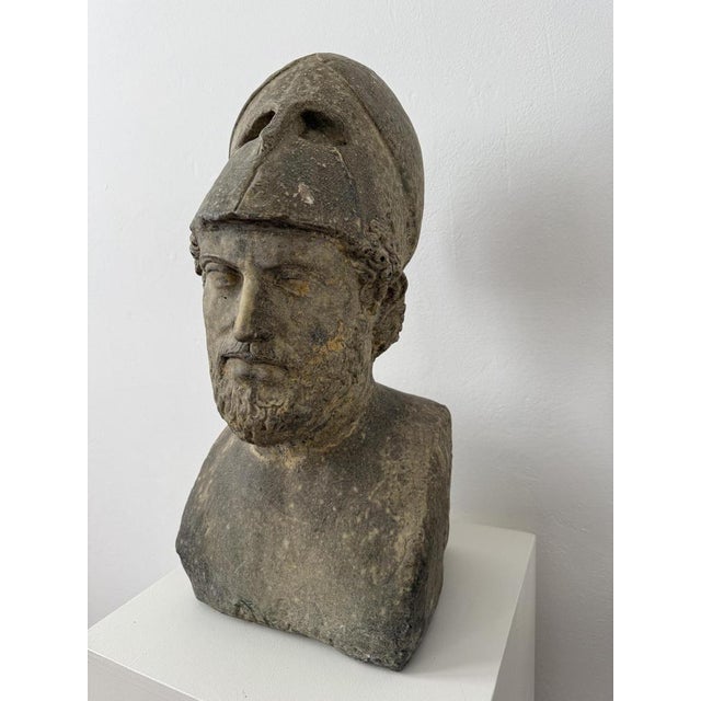 Gray Early 20th Century Stone-Dusted Half-Bust Sculpture of Pericles, Italy For Sale - Image 8 of 18