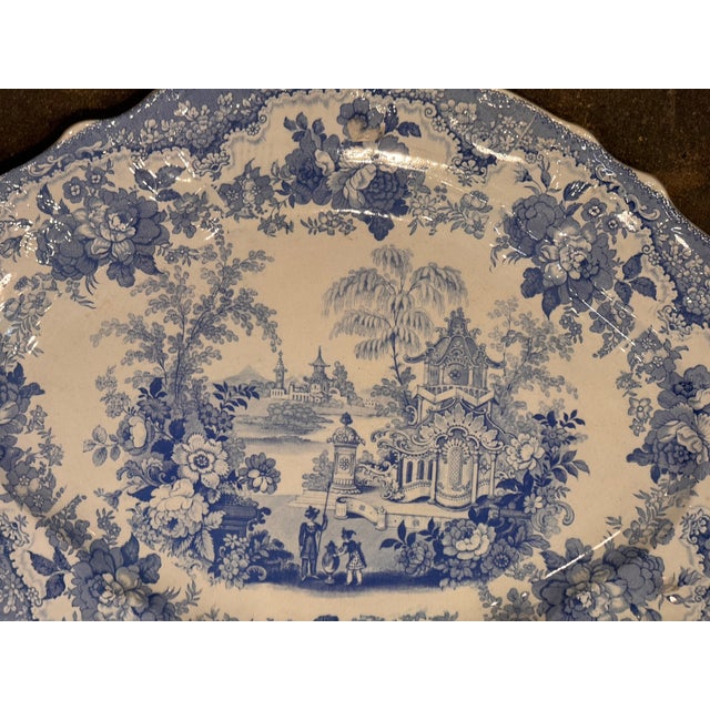 Ceramic 19th Century Blue and White Platter For Sale - Image 7 of 9