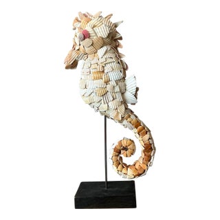 Vintage Boho Shell Encrusted Seahorse For Sale