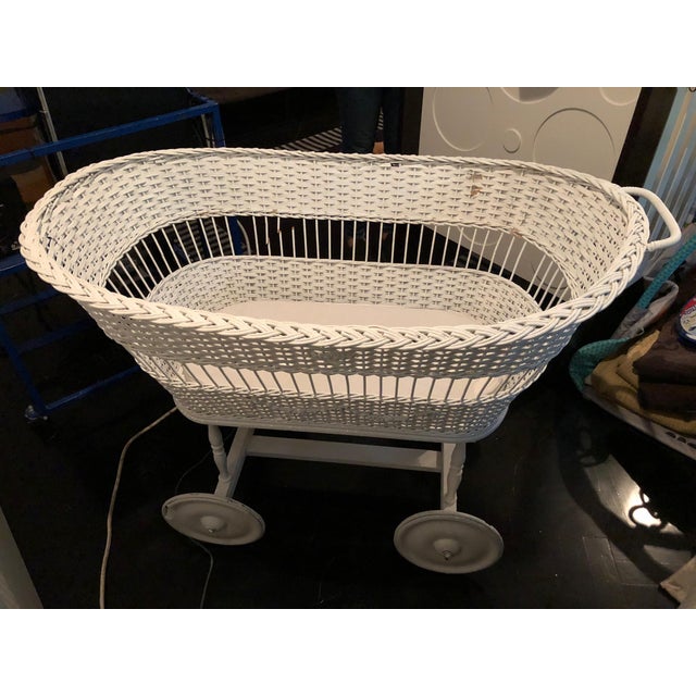 Antique White Wicker Baby on Wheels Chairish