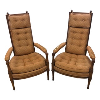 1960s Morganton (Drexel) "Barcelona" Mid-Century High-Back Lounge Chairs - A Pair For Sale