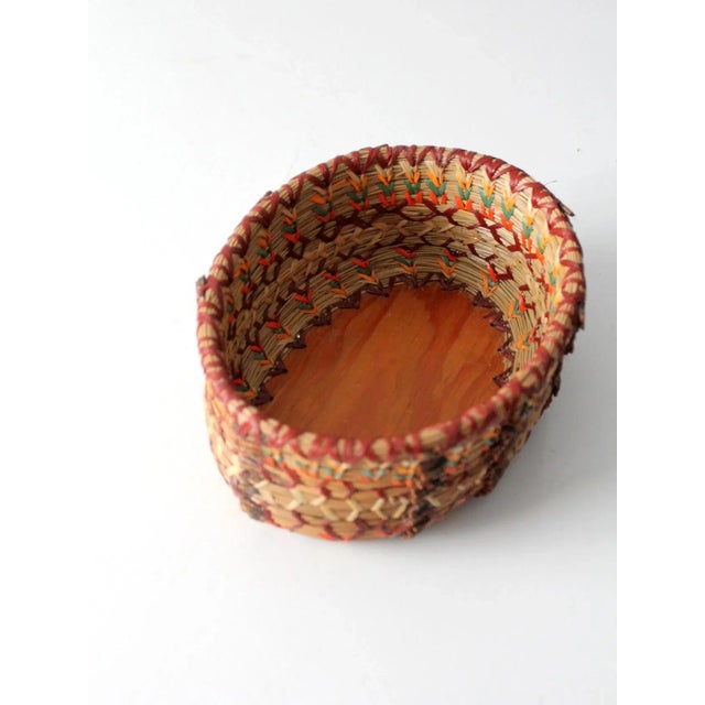 Mid-Century Modern Vintage Woven Basket Bowl For Sale - Image 3 of 9