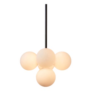 Bunch Pendant, Black, 80in H, Modern, 5 Inch Glass Globes, by Research.Lighting, Modern, Minimal Hanging Light For Sale