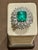 Metal 4 Carat Emerald Cut Colombian Emerald & 5.5 Ct Diamond Ring in Platinum Size 6 For Sale - Image 7 of 8