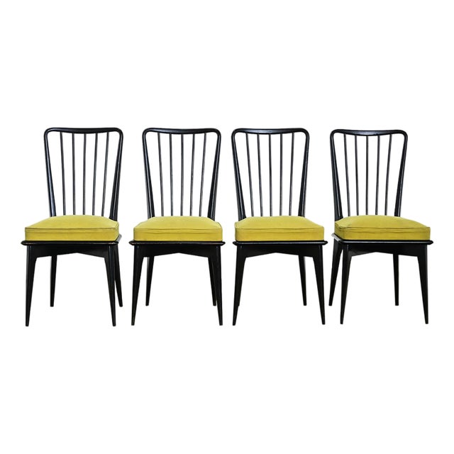 French Set of Four Mid-Century Dining Chairs Attributed to Charles Ramos For Sale