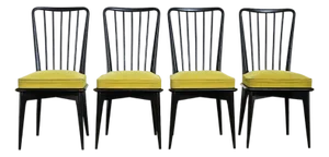 French Set of Four Mid-Century Dining Chairs Attributed to Charles Ramos