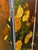 Vintage Hand Painted Four Paneled Room Screen With Gold Background, Floral Planter & Checkered Floor For Sale - Image 4 of 10