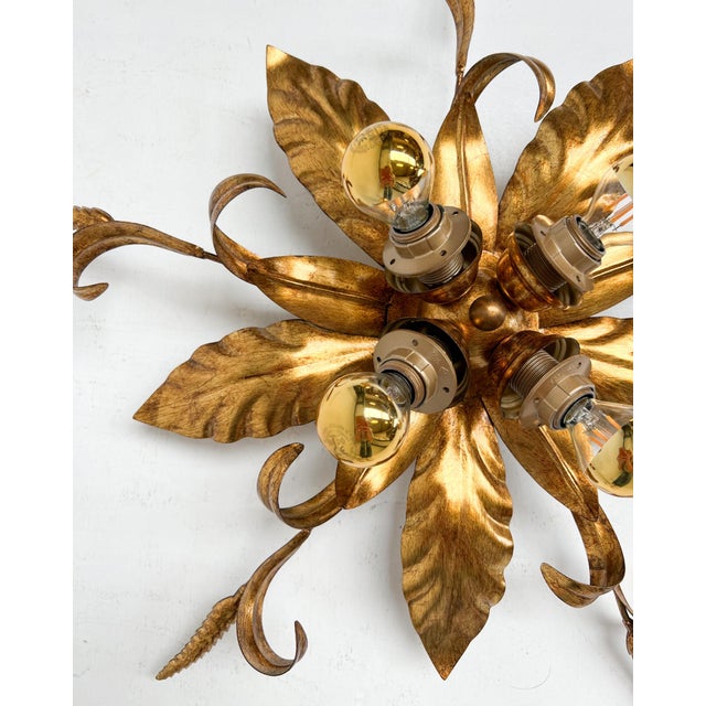 Vintage Italian Gold Plated Ceiling Lamp, 1970s For Sale - Image 11 of 16