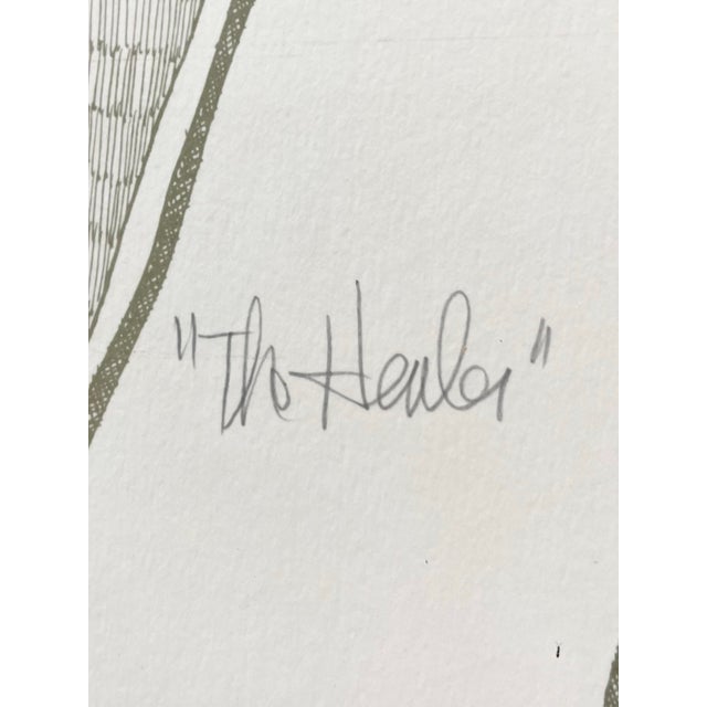 1970s 1970s Rudy Montoya “The Healer” Framed & Singed Large Lithograph Print For Sale - Image 5 of 9