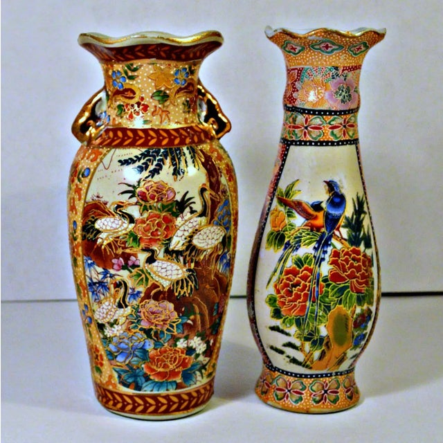 Metal Vintage Satsuma Style Small Urns - A Pair For Sale - Image 7 of 7