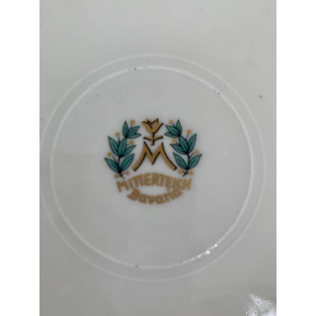 Rare ‘Fox-Hunting Scene' Embossed in a Silver Overlay on an Antique 1920s Bavarian Mitterteich Footed Porcelain Plate For Sale - Image 4 of 13