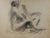 American Cross-Legged Female Nude Early-Mid Century Charcoal Drawing For Sale - Image 3 of 3