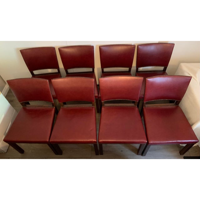 Copper Dining Room Table With Moore & Giles Leather Dining Chairs Set