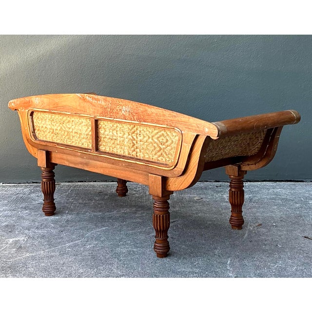 English Vintage Anglo Indian Cane Settee For Sale - Image 3 of 12