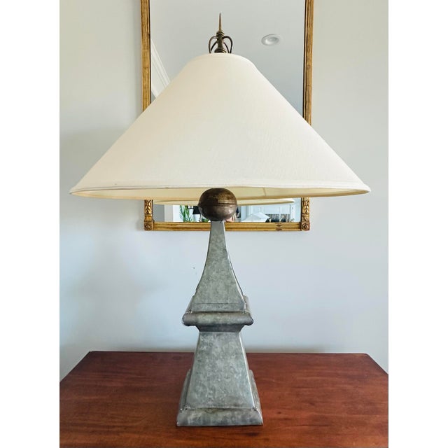 Monumental Architectural Style French Zinc Table Lamp For Sale - Image 10 of 10