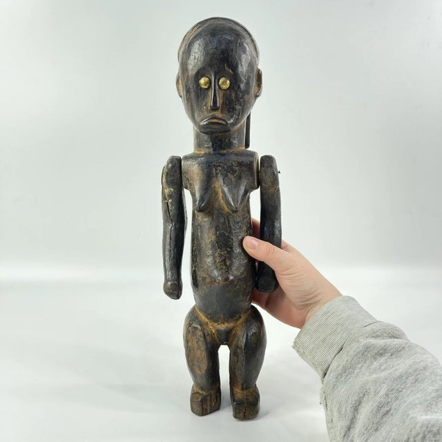 Early 20th Century Early 20th Century Fang Standing Wood Figure with Movable Arms Gabon For Sale - Image 5 of 8