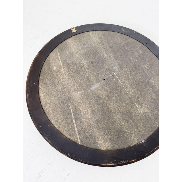 Round Mirror with Wooden Frame, 1960s For Sale - Image 4 of 5
