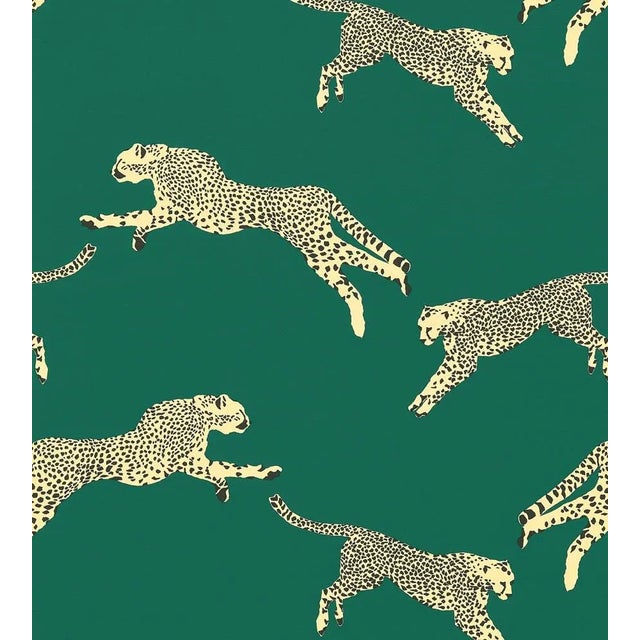 Traditional Sample - The House of Scalamandré Leaping Cheetah Cotton Print Fabric, Evergreen For Sale - Image 3 of 3