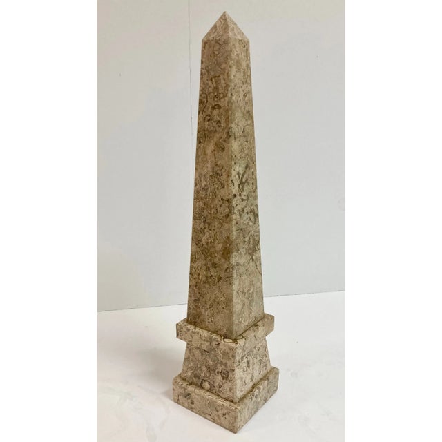 Vintage French Art Deco Fossil Marble Obelisk.