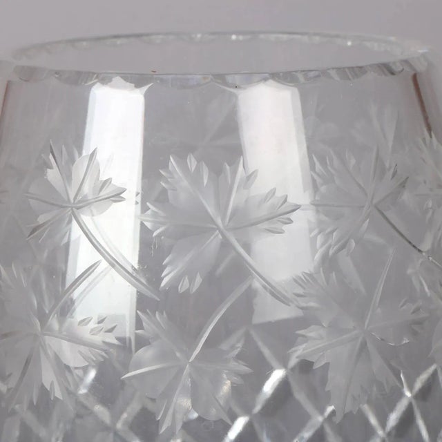 Mid 20th Century Antique Hawkes School Brilliant Cut Crystal Maple Leaf Vase, 20th Century For Sale - Image 5 of 9
