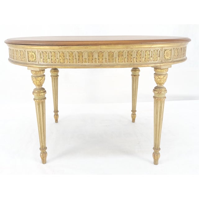 Brown French Gold Gilt Fine Carved 48" Walnut Oval Top Dining Center Table Stunning! For Sale - Image 8 of 14